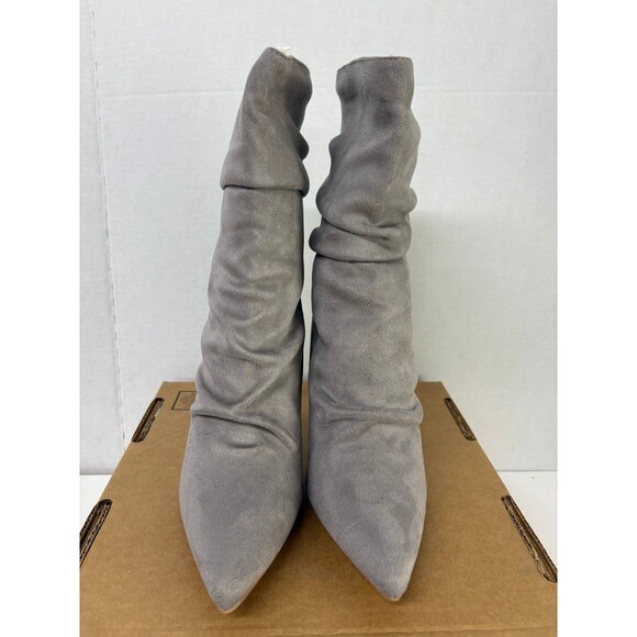Journee Collection Women's Markie Gray Mid-Calf Boots Zip-On Stiletto Heel 9.5M - Picture 4 of 6